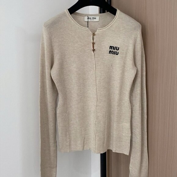 Miu Miu Light Beige Knit Cardigan